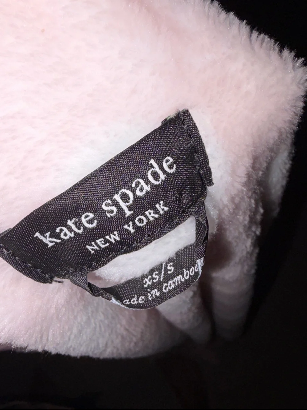 Nwt Kate Spade New York Plush Fleece Robe Pink White Polka Dot